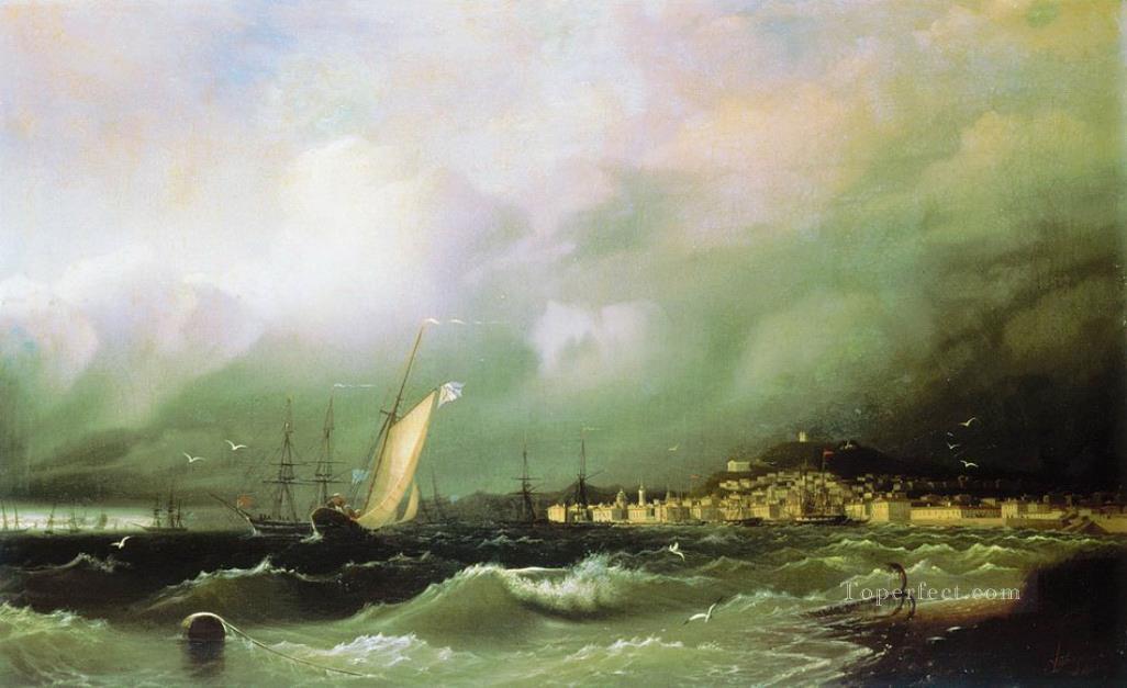 view of feodosiya 1845 Romantic Ivan Aivazovsky Russian Oil Paintings